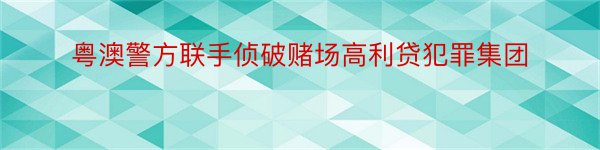 粤澳警方联手侦破赌场高利贷犯罪集团