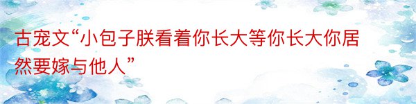 古宠文“小包子朕看着你长大等你长大你居然要嫁与他人”