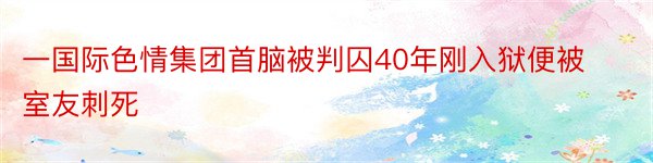 一国际色情集团首脑被判囚40年刚入狱便被室友刺死