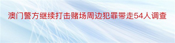 澳门警方继续打击赌场周边犯罪带走54人调查