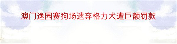 澳门逸园赛狗场遗弃格力犬遭巨额罚款