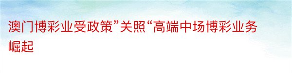 澳门博彩业受政策”关照“高端中场博彩业务崛起