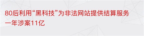 80后利用“黑科技”为非法网站提供结算服务一年涉案11亿