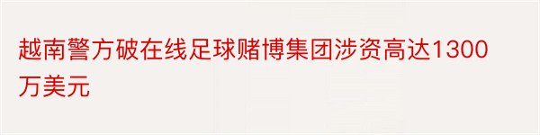 越南警方破在线足球赌博集团涉资高达1300万美元