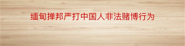 缅甸掸邦严打中国人非法赌博行为