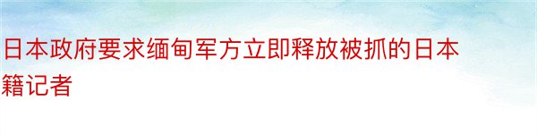 日本政府要求缅甸军方立即释放被抓的日本籍记者