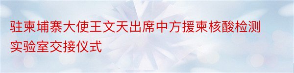 驻柬埔寨大使王文天出席中方援柬核酸检测实验室交接仪式