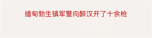 缅甸勃生镇军警向醉汉开了十余枪