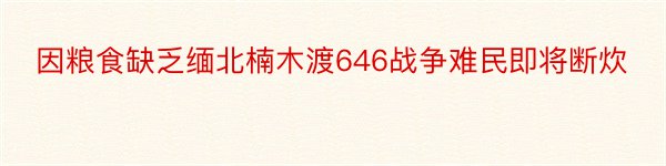 因粮食缺乏缅北楠木渡646战争难民即将断炊