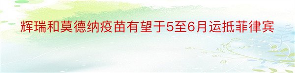 辉瑞和莫德纳疫苗有望于5至6月运抵菲律宾