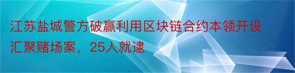 江苏盐城警方破赢利用区块链合约本领开设汇聚赌场案，25人就逮