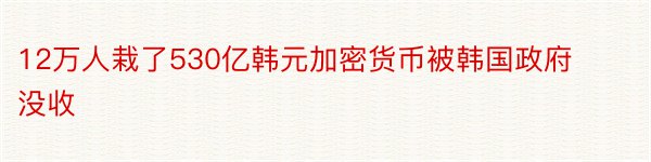 12万人栽了530亿韩元加密货币被韩国政府没收