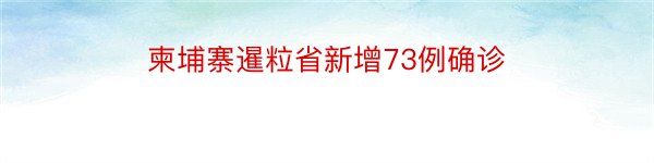 柬埔寨暹粒省新增73例确诊