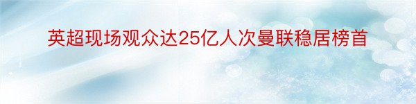 英超现场观众达25亿人次曼联稳居榜首