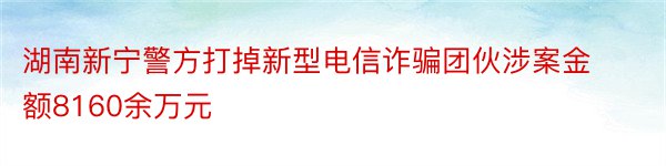 湖南新宁警方打掉新型电信诈骗团伙涉案金额8160余万元