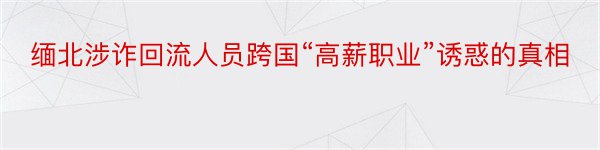 缅北涉诈回流人员跨国“高薪职业”诱惑的真相