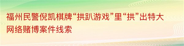 福州民警倪凯棋牌“拱趴游戏”里“拱”出特大网络赌博案件线索