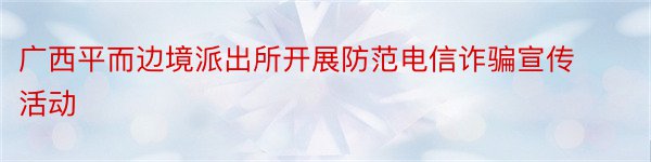 广西平而边境派出所开展防范电信诈骗宣传活动