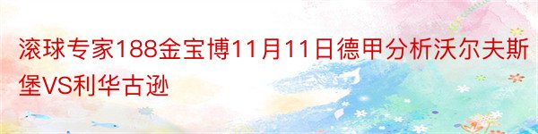 滚球专家188金宝博11月11日德甲分析沃尔夫斯堡VS利华古逊