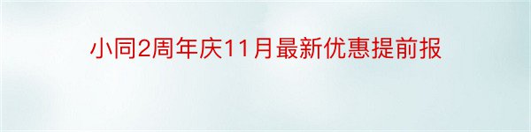 小同2周年庆11月最新优惠提前报