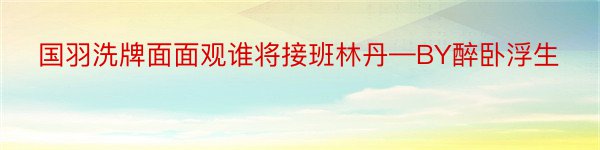 国羽洗牌面面观谁将接班林丹—BY醉卧浮生