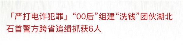 「严打电诈犯罪」“00后”组建“洗钱”团伙湖北石首警方跨省追缉抓获6人