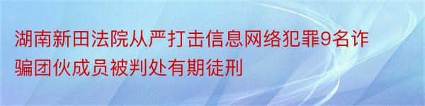 湖南新田法院从严打击信息网络犯罪9名诈骗团伙成员被判处有期徒刑