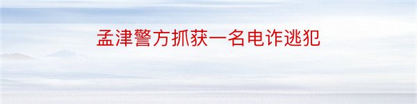 孟津警方抓获一名电诈逃犯