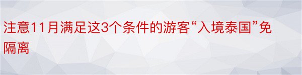 注意11月满足这3个条件的游客“入境泰国”免隔离