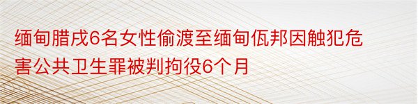 缅甸腊戌6名女性偷渡至缅甸佤邦因触犯危害公共卫生罪被判拘役6个月