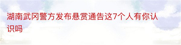 湖南武冈警方发布悬赏通告这7个人有你认识吗