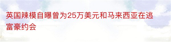 英国辣模自曝曾为25万美元和马来西亚在逃富豪约会